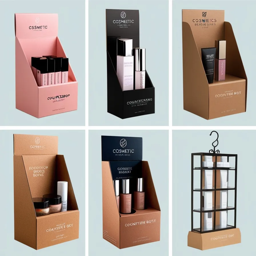 Cosmetic product display using different cardboard box types