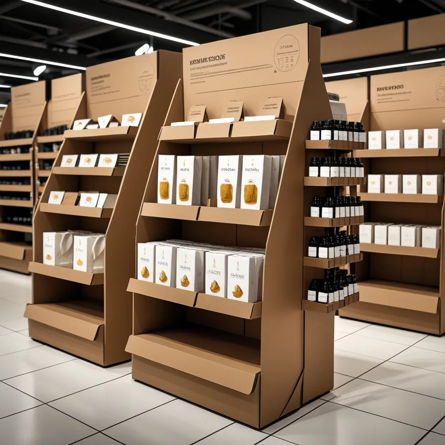 Versatile cardboard displays showcasing products in a retail environment